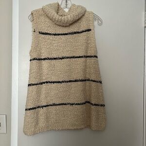 Lilla P Cream Cowl Neck Sweater with Black Stripes